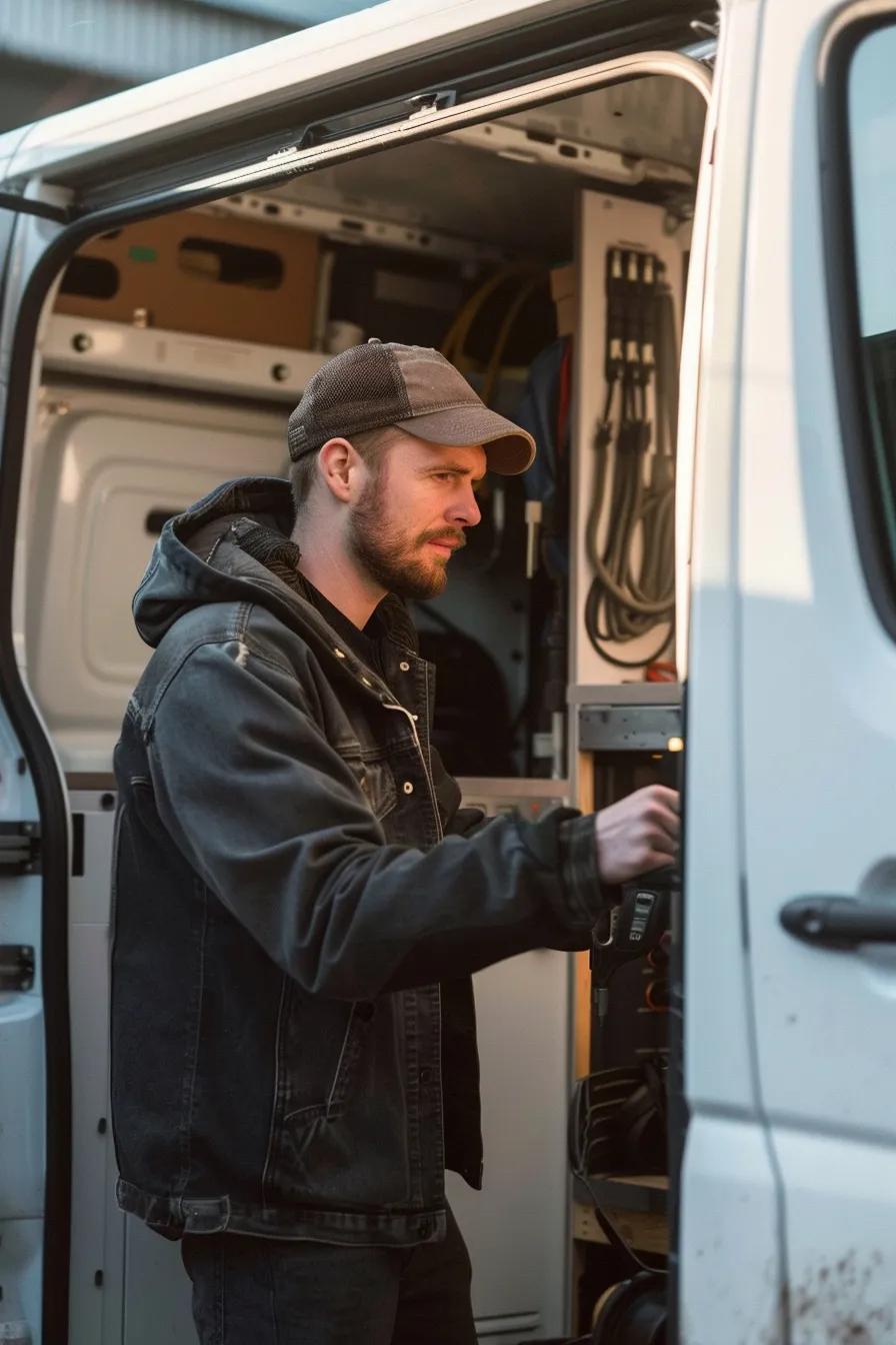 Mobile locksmith service van providing ignition repair assistance on-site